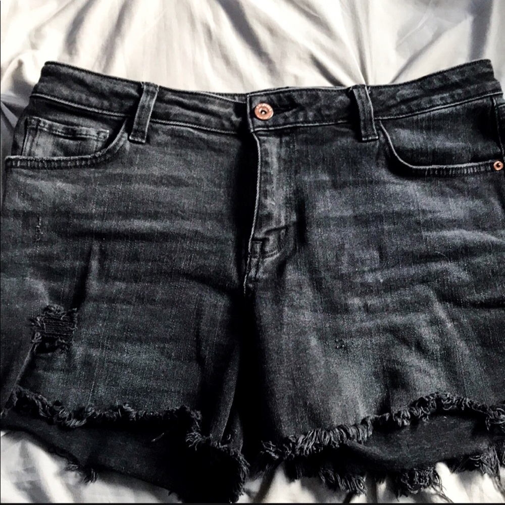 Black jean shorts